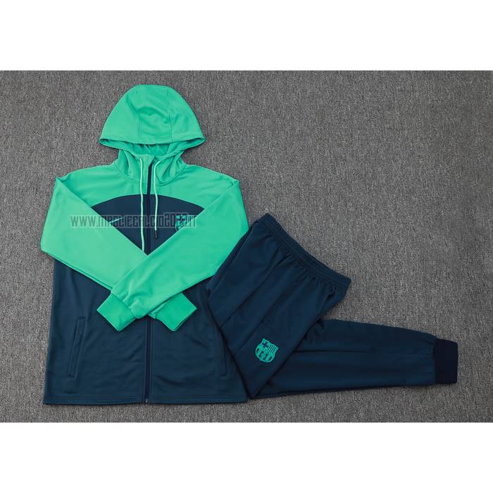 Tuta da Track con Capucha del Barcellona Bambino 2023-2024 Blu y Verde